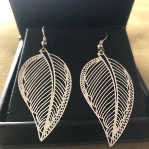 Silver feather earrings
